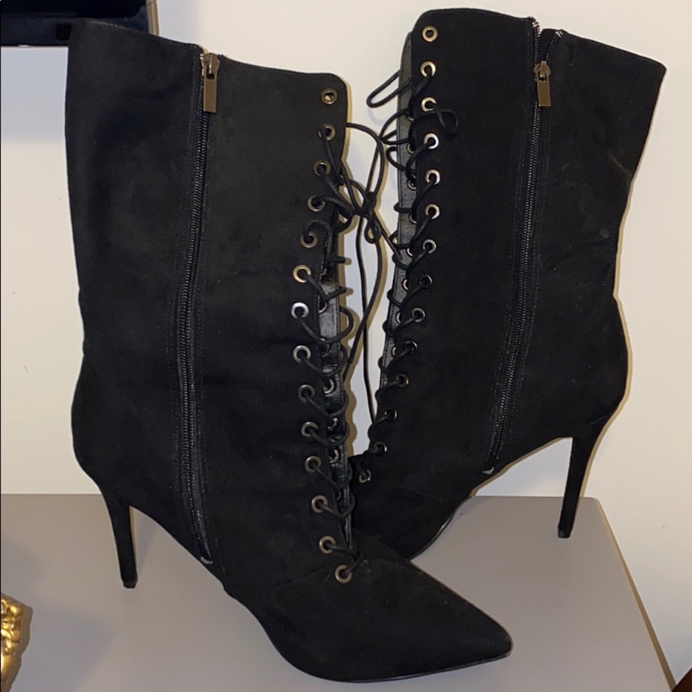 Black lace-up boots
